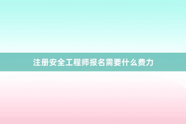 注册安全工程师报名需要什么费力